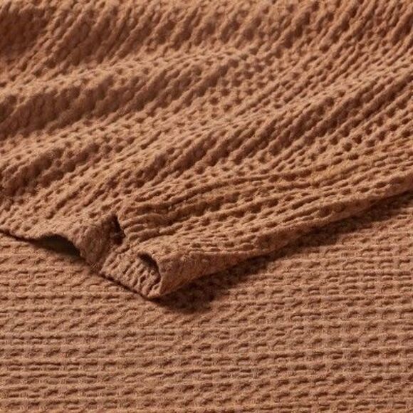 Threshold -  Waffle Throw Bed Blanket Lyocell 92x90 C Brown - Picture 2 of 4